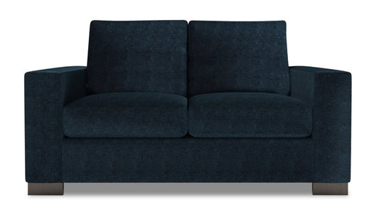 Fabriqué au Canada Canapé Personnalisable Lab Track 62 Canapé en Chenille avec Accoudoirs de Piste - Bleu Indigo de Luxe | Causeuse Track de Sofa Lab de 62 po fabriquée au Canada en tissu d’apparence lin - bleu Indigo de Luxe | TR203193
