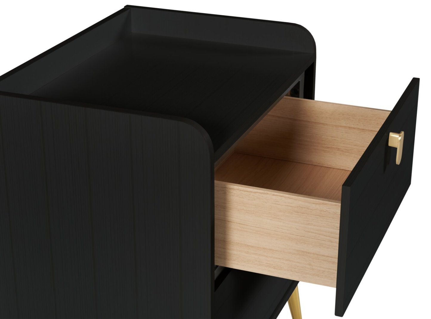 Table de chevet à 2 tiroirs Gabi avec accents dorés, 21,5 L x 25 H - Noir | Table de nuit Gabi de 21,5 po (l) x 25 po (H) à 2 tiroirs avec touche dorée - noire