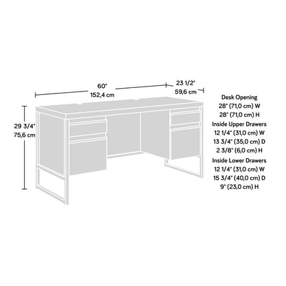 Bureau d’ordinateur Percy de 60 po de qualité commerciale à 4 tiroirs - gris