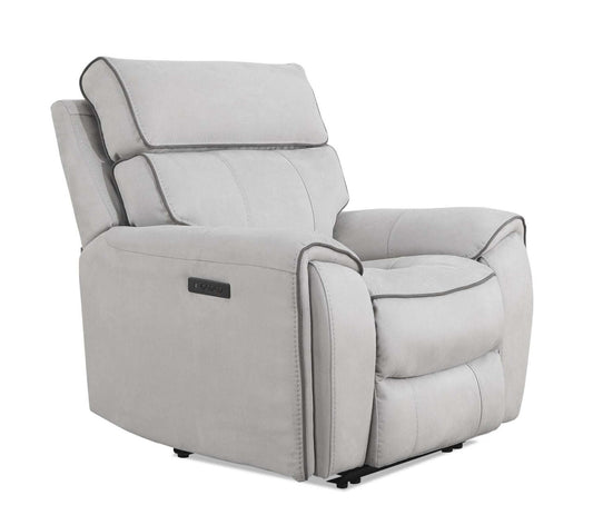 Cindy Crawford Home Newport 43 Fauteuil à inclinaison électrique en suédine avec appuie-tête électrique - gris