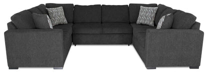 Made in Canada Legend 3-Piece Chenille Fabric Sleeper Sectional - Pepper Grey | Canapé-lit sectionnel Legend 3 pièces fabriqué au Canada en tissu de chenille - gris poivre