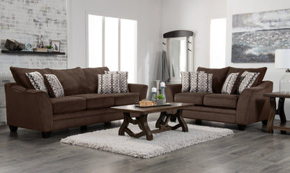 Fabriqué au Canada, canapé-lit queen-size Febe 100 en tissu de chenille avec accoudoirs évasés et coussins décoratifs - brun