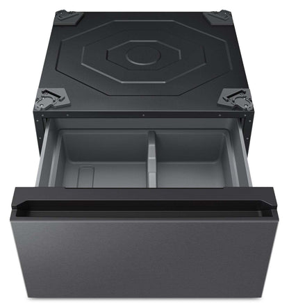 Piédestal à linge sur mesure Samsung 27 avec tiroir de rangement - Acier foncé - WE602NSUS | Piédestal de buanderie 27 po Bespoke de Samsung avec tiroir de rangement - acier foncé - WE602NSUS/US | WE602NSU