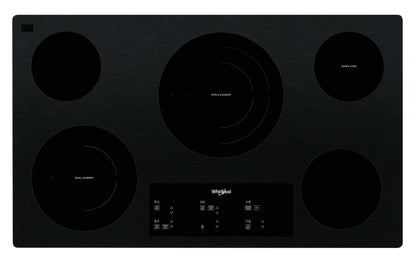 Whirlpool 36 Plaque de cuisson électrique à 5 éléments - Noir - WCE97US6KB | Surface de cuisson électrique Whirlpool de 36 po à 5 éléments - noire - WCE97US6KB