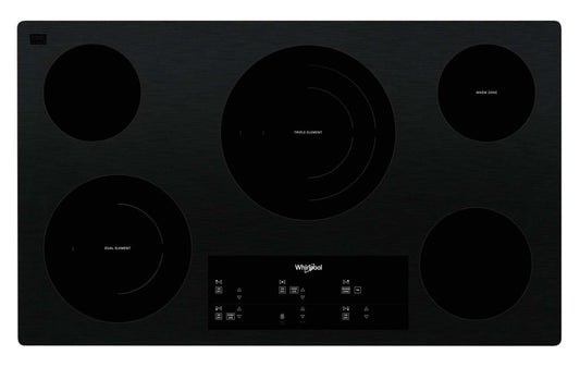 Whirlpool 36 Plaque de cuisson électrique à 5 éléments - Noir - WCE97US6KB | Surface de cuisson électrique Whirlpool de 36 po à 5 éléments - noire - WCE97US6KB