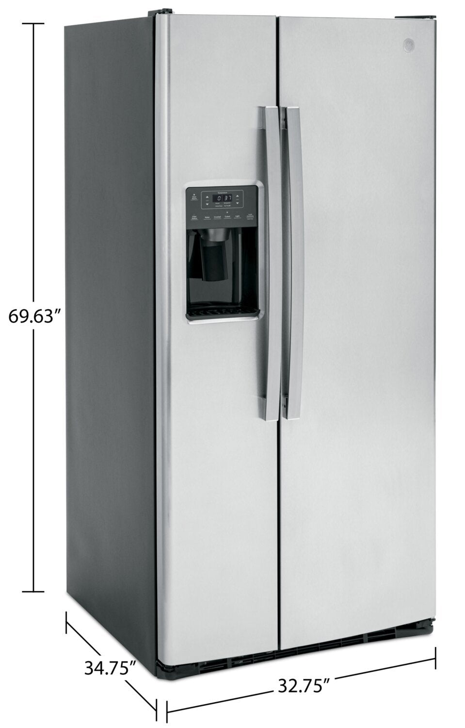 Réfrigérateur GE de 33 po et de 23,2 pi³ à compartiments juxtaposés - acier inoxydable résistant aux empreintes digitales - GSS23GYPFS | GE 33 23.2 Cu. Ft. Side-by-Side Refrigerator - Stainless Steel Fingerprint Resistant  - GSS23GYPFS