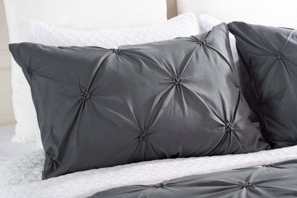 Ensemble d'édredon Brianna 3 pièces pour grand lit/grand lit - Gris foncé | Ensemble d'édredon Brianna 3 pièces gris foncé pour lit double ou grand lit