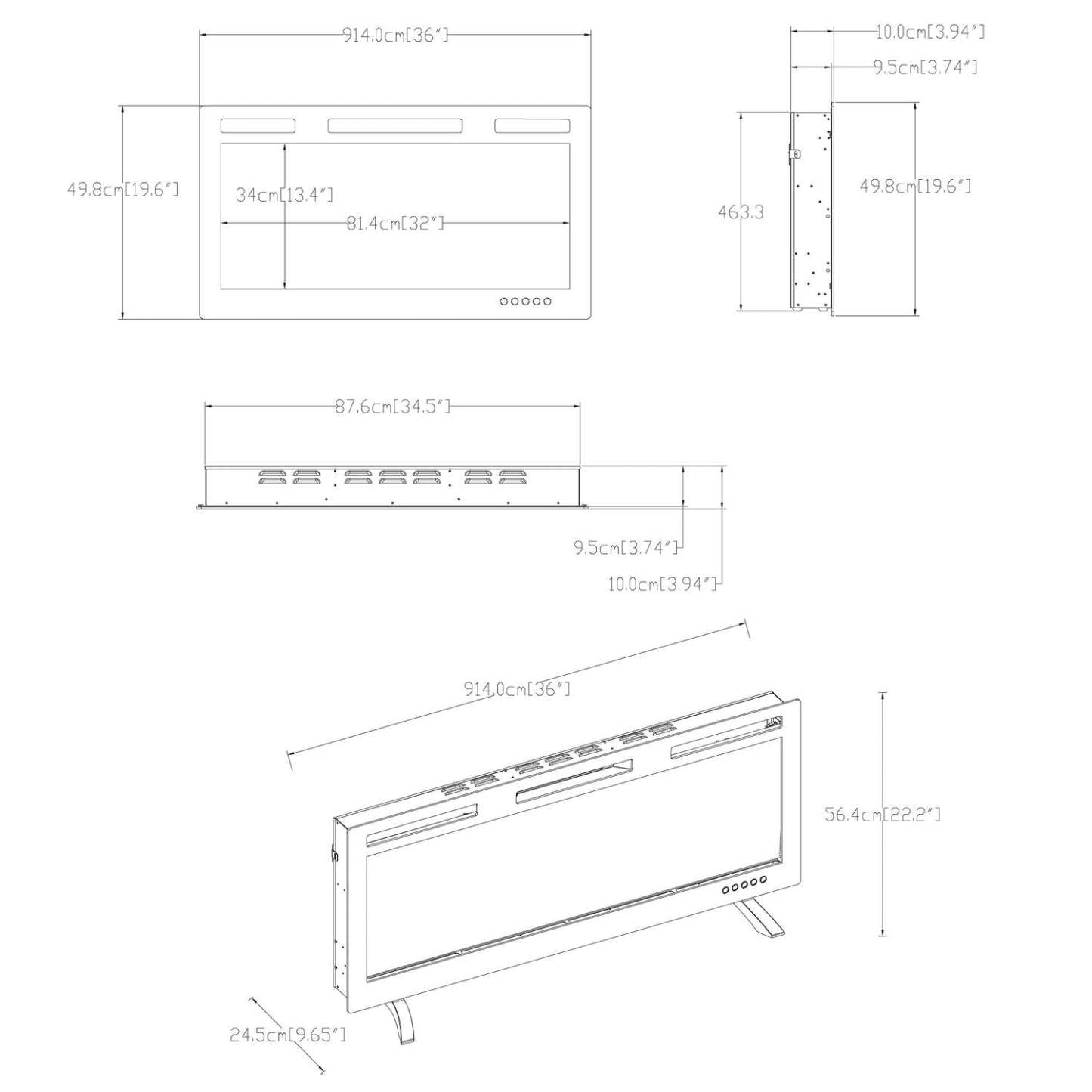 Foyer électrique moderne Mirage 36 - Noir | Foyer électrique moderne Mirage de 36 po - noir
