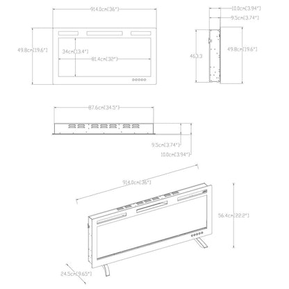 Foyer électrique moderne Mirage 36 - Noir | Foyer électrique moderne Mirage de 36 po - noir
