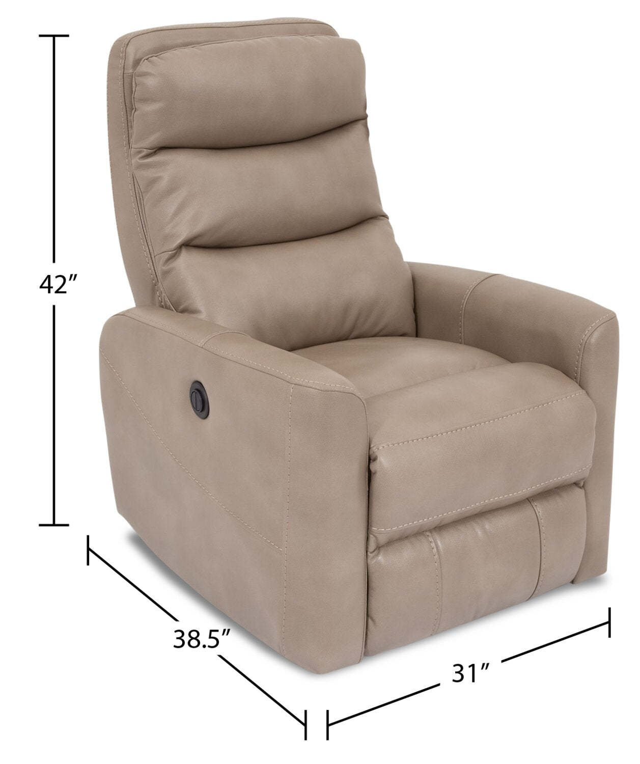 Fauteuil berçant et pivotant à inclinaison électrique Quinn de Cindy Crawford Home de 31 po en tissu d’apparence cuir - taupe