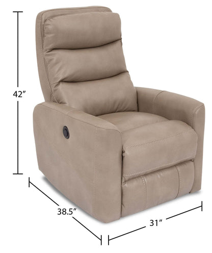 Fauteuil berçant et pivotant à inclinaison électrique Quinn de Cindy Crawford Home de 31 po en tissu d’apparence cuir - taupe