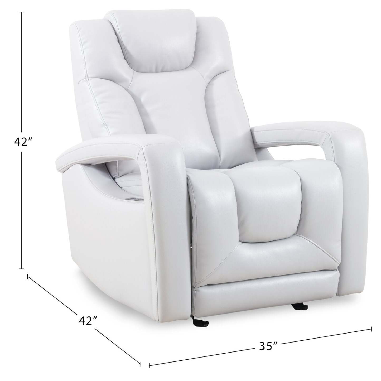 Kenzo 35 Fauteuil en tissu similicuir à inclinaison électrique avec appuie-tête électrique, repose-pieds et port USB - gris brouillard