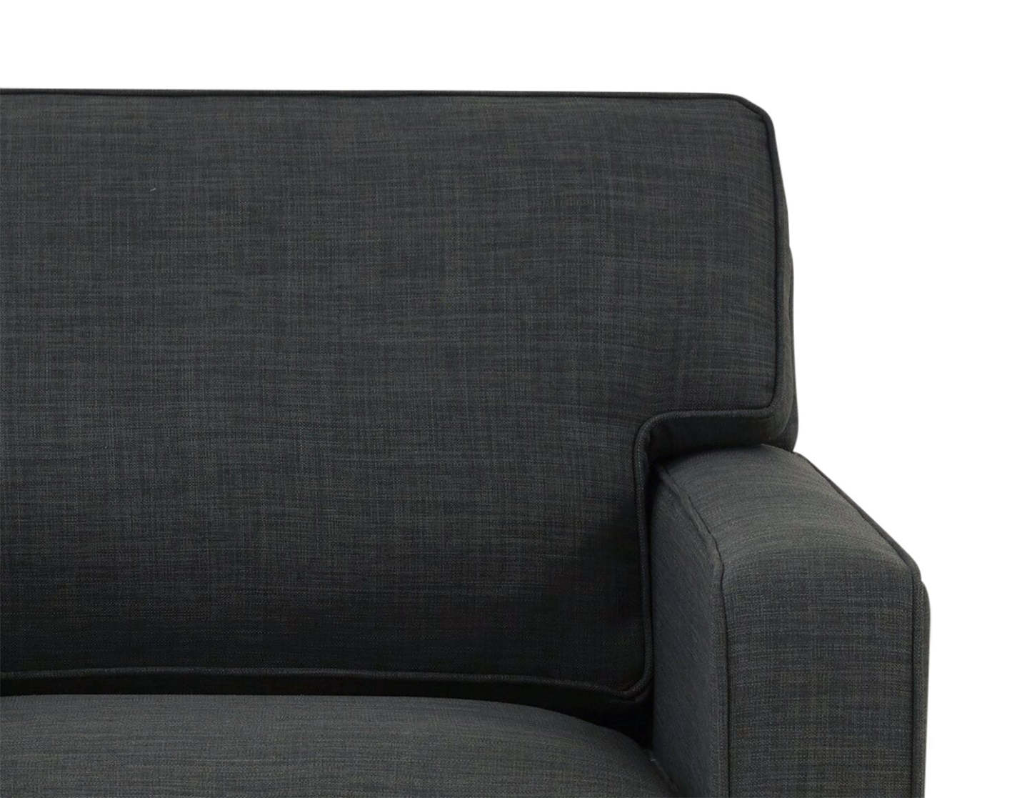 Made in Canada Sawyer 35 Linen-Look Fabric Chair with Reversible Cushions and Track Arms - Charcoal Grey | Fauteuil Sawyer de 35 po fabriqué au Canada en tissu d’apparence lin avec coussins réversibles et accoudoirs rectilignes - gris anthracite