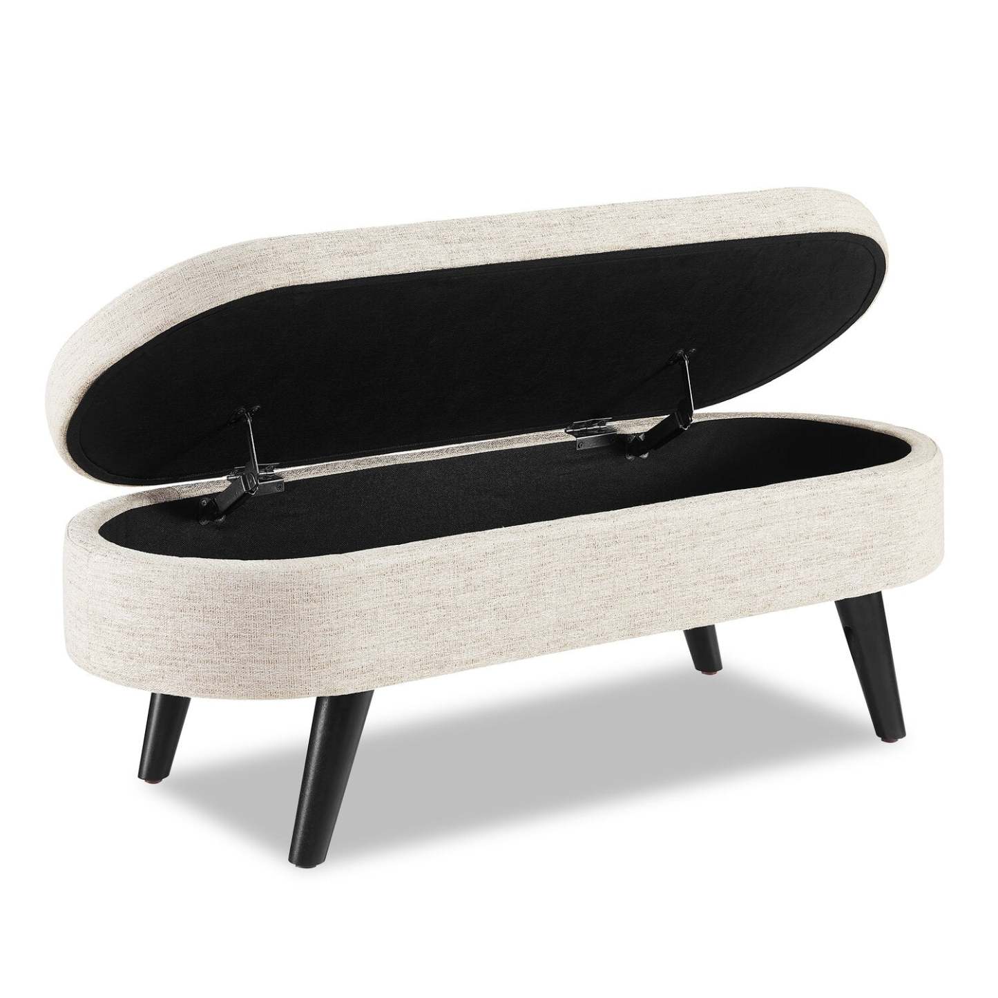 Montreal 43,5 Oval Fabric Storage Ottoman - Blanc|Pouf de rangement ovale Montreal de 43,5 po en tissu - blanc