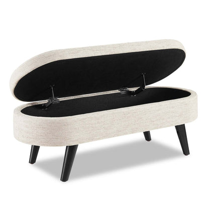 Montreal 43,5 Oval Fabric Storage Ottoman - Blanc|Pouf de rangement ovale Montreal de 43,5 po en tissu - blanc