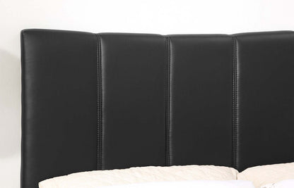 Lit plateforme Paseo en tissu de cuir végétalien noir - Pleine grandeur | Lit plateforme rembourré Paseo en tissu de cuir végétalien noir - format lit double