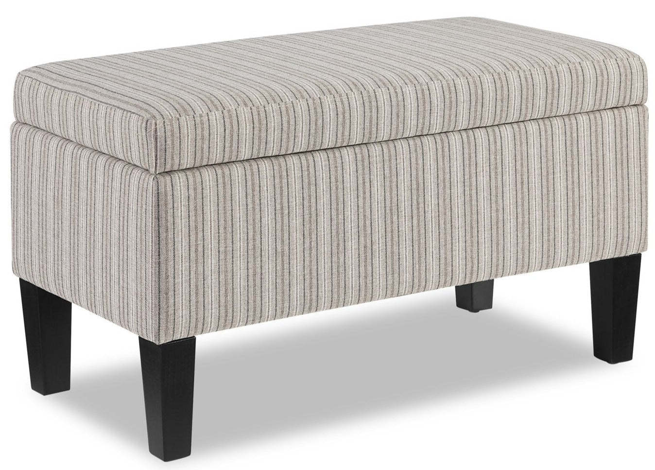 Calgary 32 Storage Fabric Ottoman - Grey Rayé|Pouf de rangement Calgary de 32 po en tissu - rayé gris