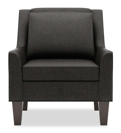 Fauteuil d'appoint club Sofa Lab personnalisable 29 po en tissu d'apparence lin avec pattes en bois - gris Luna Kohl | CLUB2691