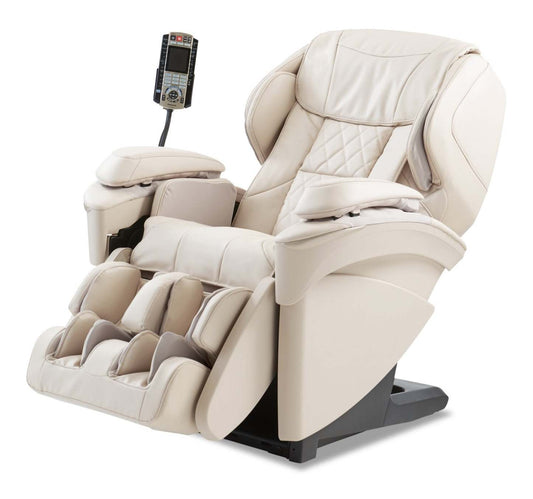 Fauteuil inclinable de massage Panasonic Real Pro ULTRA Prestige™ 35,4 en cuir synthétique de haute qualité - beige | Panasonic Real Pro ULTRA Prestige™ 35,4 fauteuil de massage en cuir synthétique de qualité supérieure - beige