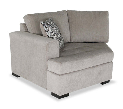 Fabriqué au Canada, canapé-lit sectionnel enveloppant Legend 2 pièces à gauche en tissu de chenille - beige platine