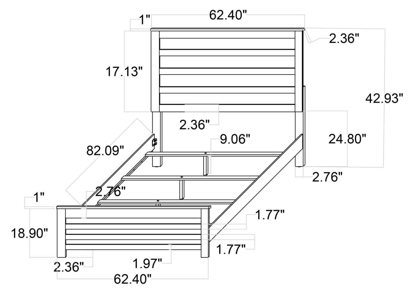 Zoey Panel Bed, Two-tone White & Brown - Queen Size | Lit à panneau Zoey, deux teintes, blanc et brun - format grand lit