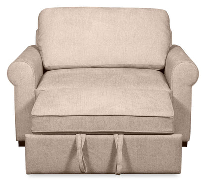 Fauteuil convertible Haven de Scott Living de 55 po en tissu de chenille avec pattes en bois - taupe