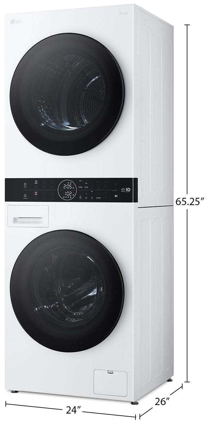 LG 3.1 Washer/4.2 Dryer Cu. Ft. Front-Load High-Efficiency Washtower™ - Blanc - WKHC152HWA | Tour de lavage WashTowerMC haute efficacité LG à chargement frontal avec laveuse de 3,1 pi³ et séche…