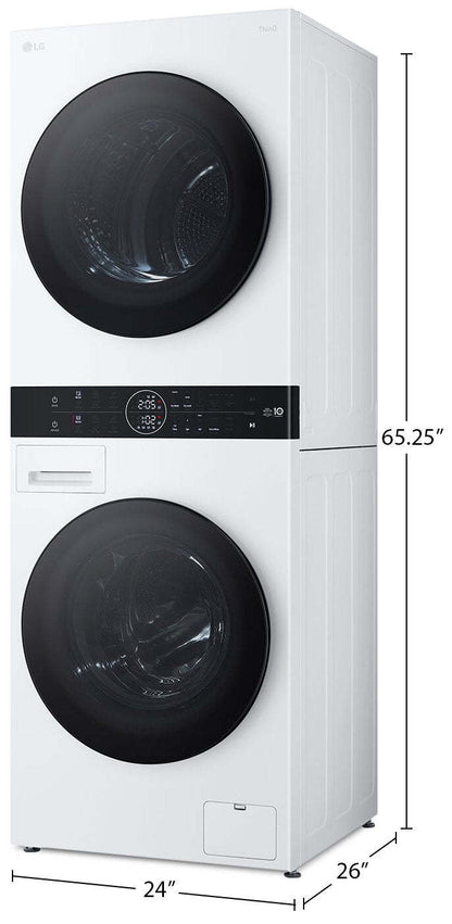 LG 3.1 Washer/4.2 Dryer Cu. Ft. Front-Load High-Efficiency Washtower™ - Blanc - WKHC152HWA | Tour de lavage WashTowerMC haute efficacité LG à chargement frontal avec laveuse de 3,1 pi³ et séche…