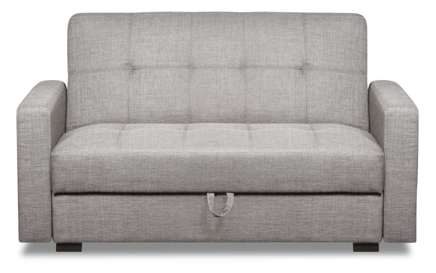 Futon Weston de 55 po en tissu d’apparence lin avec mécanisme Klik Klak et rangement - gris acier