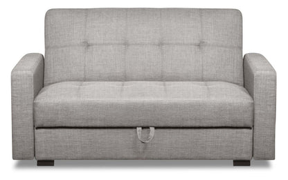 Futon Weston de 55 po en tissu d’apparence lin avec mécanisme Klik Klak et rangement - gris acier