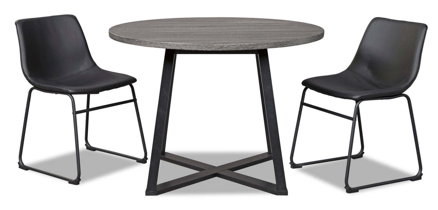 Table de salle à manger Cole, métal, mélamine, base géométrique, ronde 42 W - Gris | Table de salle à manger ronde Cole de 42 po (L) en métal et mélamine avec base géométrique - grise
