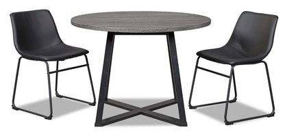 Table de salle à manger Cole, métal, mélamine, base géométrique, ronde 42 W - Gris | Table de salle à manger ronde Cole de 42 po (L) en métal et mélamine avec base géométrique - grise