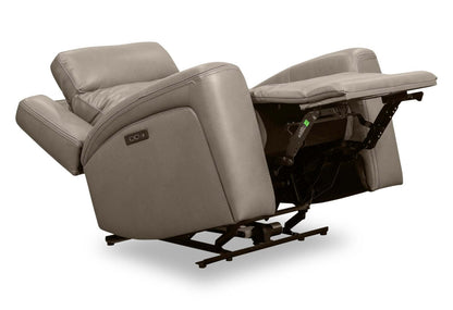 Scott Living Fauteuil à inclinaison électrique Prescott 42,5 en cuir véritable avec appui-tête électrique - Gris | Fauteuil inclinable électrique Prescott de Scott Living de 42,5 po en cuir véritable avec appuie-tête électrique - gris