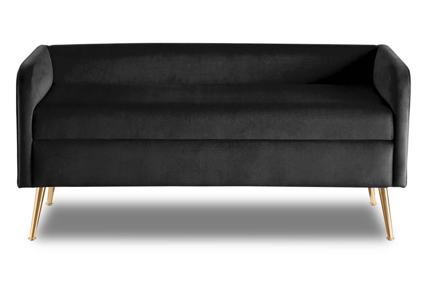 Banc Cass 52 - Velours Noir avec Pieds Dorés|Banc Cass de 52 po - velours noir avec pattes dorées