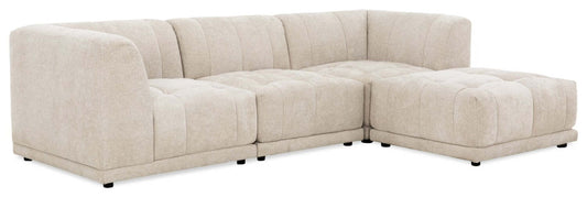 Sofa sectionnel modulaire Oaklyn Kort & Co. 4 pièces en tissu avec pouf et coussins de siège capitonnés - beige