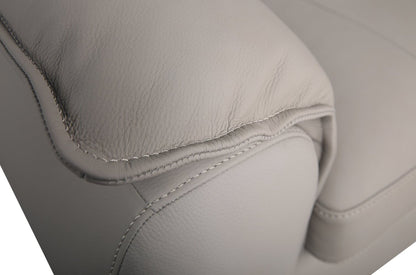 Raya Modular 5-Piece Right-Facing Genuine Leather Sectional with Storage Console and Wood Legs - Stone Beige | Canapé sectionnel modulaire de droite Raya 5 pièces en cuir véritable avec console de rangement et pieds en bois - beige pierre