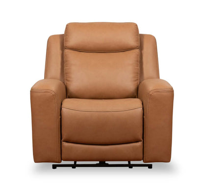 Scott Living Prescott 42.5 Genuine Leather Power Reclining Chair with Power Headrest - Butternut Brown | Fauteuil inclinable électrique Prescott de Scott Living de 42,5 po en cuir véritable avec appuie-tête électrique - brun courge musquée
