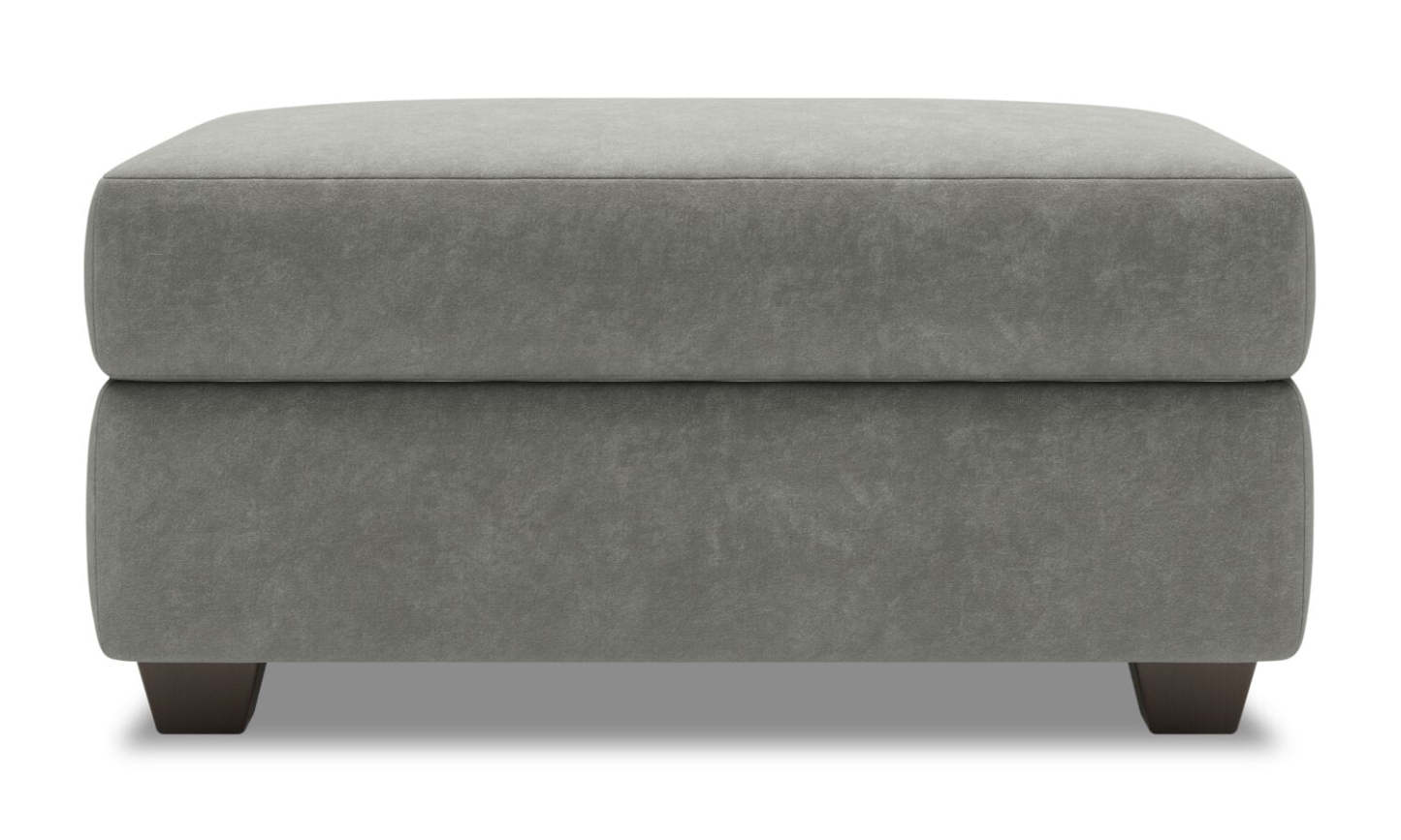Fabriqué au Canada Pouf de rangement personnalisable The Trunk 39 en tissu de velours - gris Platinum Grey | Pouf de rangement The Trunk de Sofa Lab de 39 po fabriqué au Canada en tissu de velours - gris Platinum Grey | TRUN3588