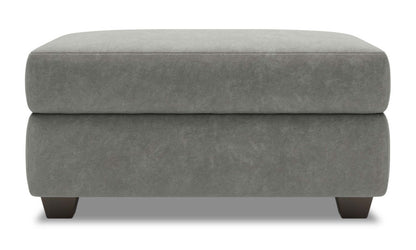 Fabriqué au Canada Pouf de rangement personnalisable The Trunk 39 en tissu de velours - gris Platinum Grey | Pouf de rangement The Trunk de Sofa Lab de 39 po fabriqué au Canada en tissu de velours - gris Platinum Grey | TRUN3588