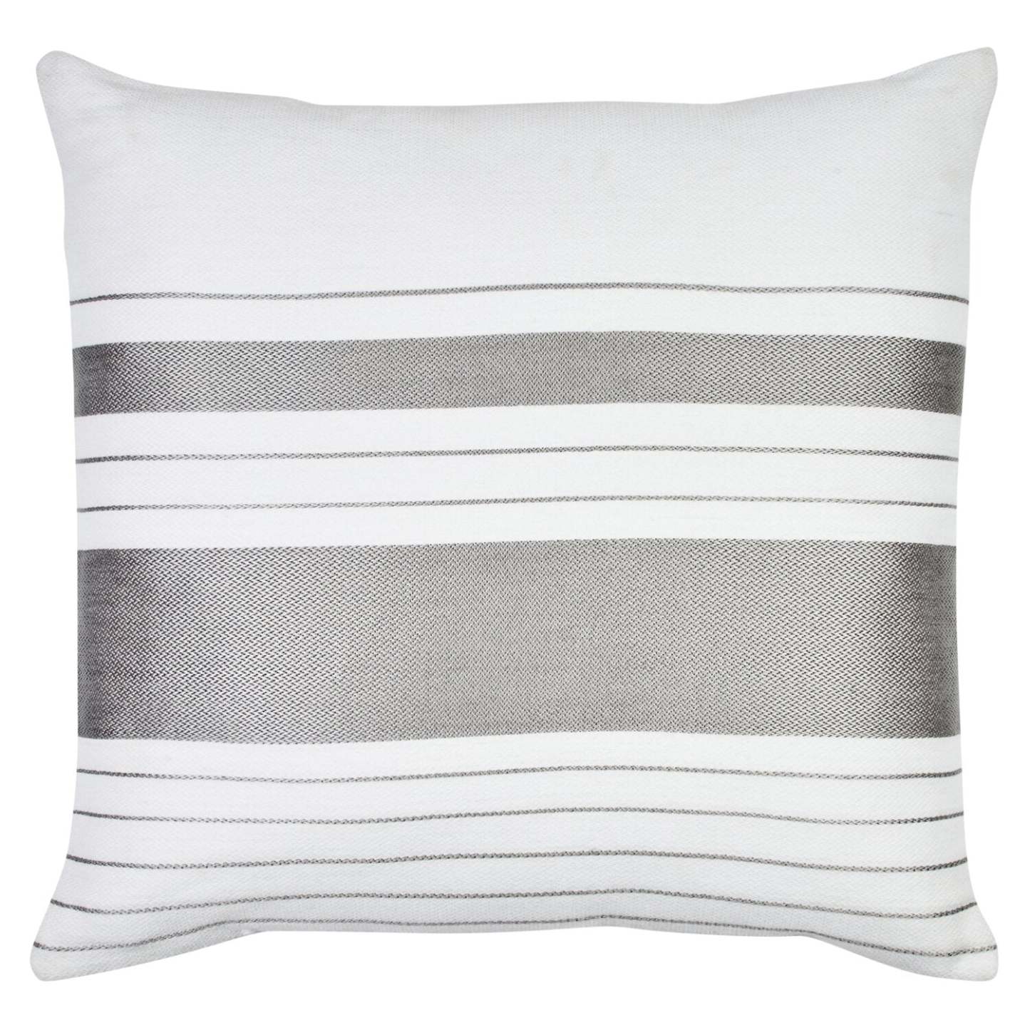 Coussin décoratif rayé intérieur/extérieur – Blanc et gris | Coussin décoratif rayé pour l'intérieur et l'extérieur - blanc et gris | LX1026DP