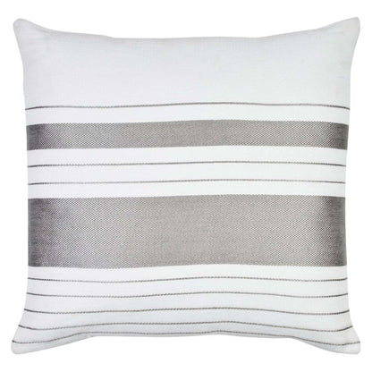 Coussin décoratif rayé intérieur/extérieur – Blanc et gris | Coussin décoratif rayé pour l'intérieur et l'extérieur - blanc et gris | LX1026DP