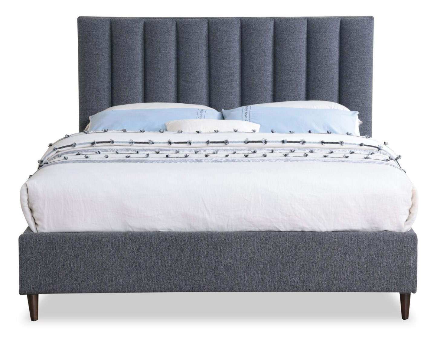 Kort &amp; Co. Lit plateforme rembourré Rain en tissu anthracite, capitonné - Queen Size | Lit plateforme rembourré Rain de Kort &amp; Co. en tissu anthracite capitonné - format grand lit