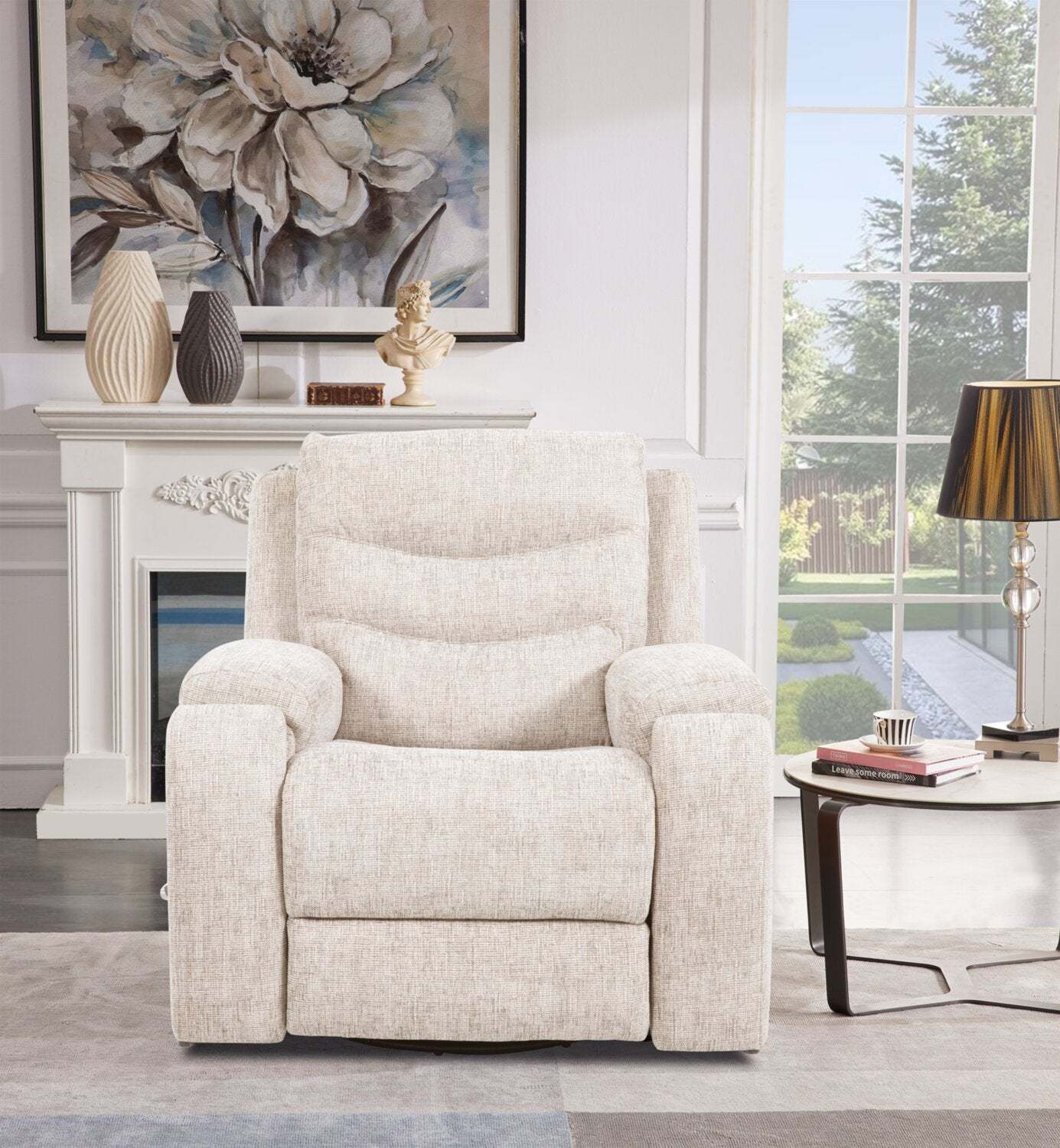 Fauteuil coulissant inclinable Hudson de 40 po en tissu chenille avec 2 porte-gobelets - taupe