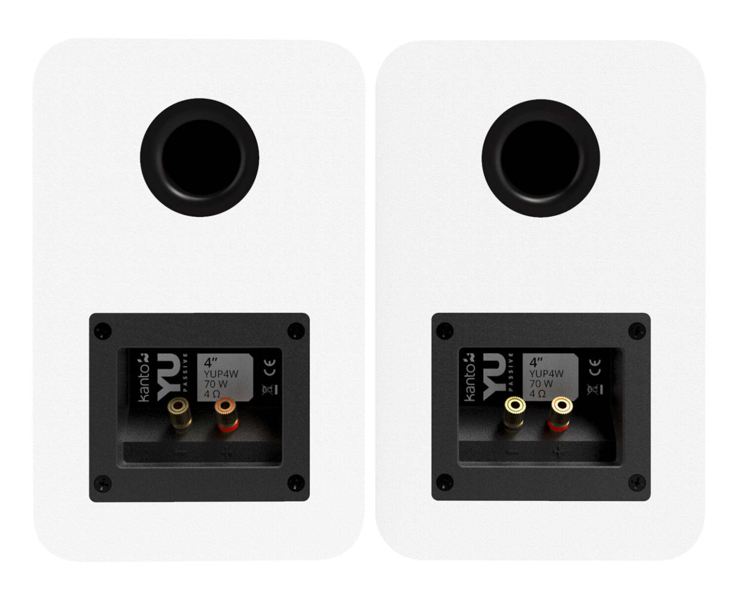 Kanto YU Passive 4 Enceintes Bibliothèque avec 1 Tweeter à Dôme en Soie - Blanc | Haut-parleurs d'étagère passifs Kanto YU 4 po avec haut-parleur d'aigus 1 po, dôme en soie - blancs | YUP4WSPK