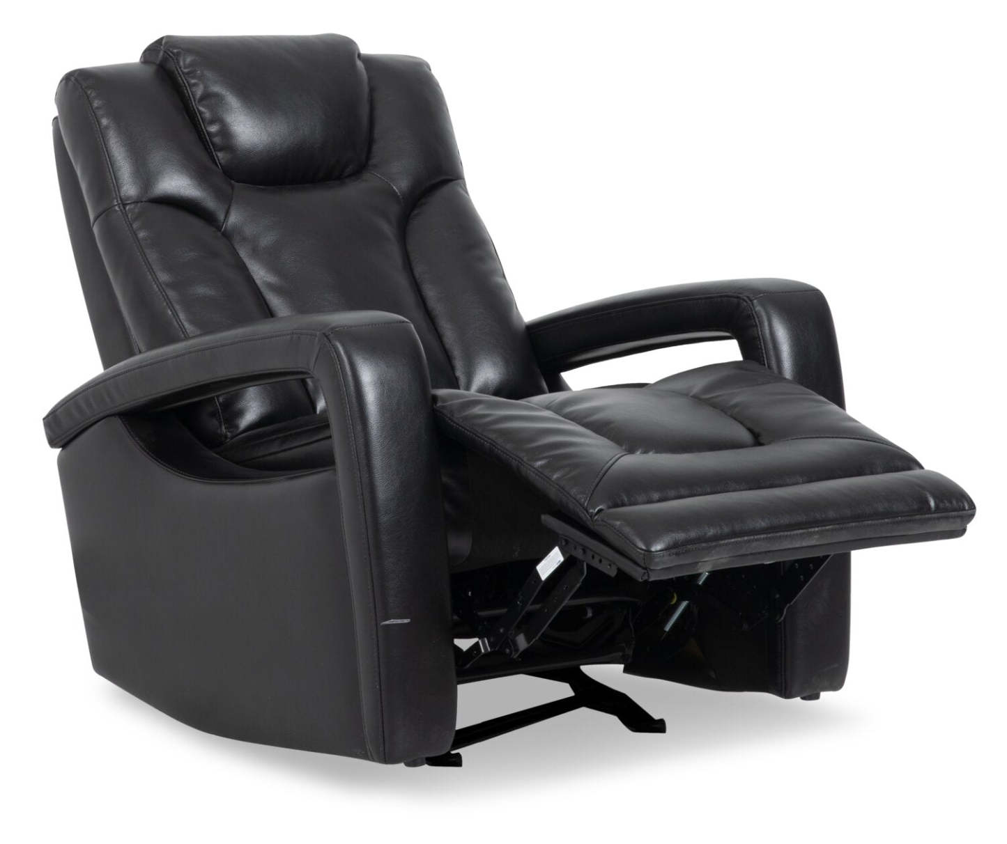 Fauteuil à inclinaison électrique Kenzo de 35 po en tissu d’apparence cuir avec appuie-tête électrique, repose-pieds et port USB - noir