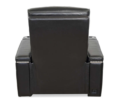 Fauteuil de massage à inclinaison électrique Elite de 38 po en cuir véritable avec son immersif et appuie-tête électrique - noir