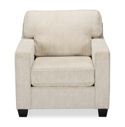 Made in Canada Lennox 35 Chenille Fabric Chair with Reversible Cushions and Track Arms - Taupe | Fauteuil Lennox de 35 po fabriqué au Canada en tissu de chenille avec coussins réversibles et accoudoirs rectilignes - taupe