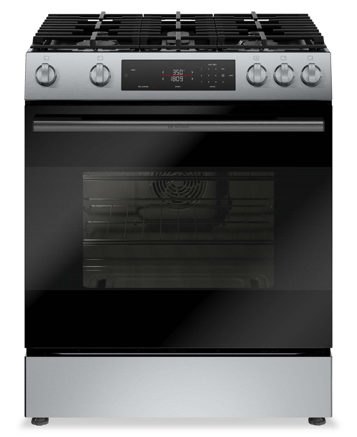 Bosch 30 5.8 Cu. Ft. 100 Series Gas Range with Rapid Preheat and Air Fry - Stainless Steel - HGF1050MUC | Cuisinière à gaz Bosch série 100 de 5,8 pi3 et de 30 po avec préchauffage rapide et friture à air - acier inoxydable - HGF1050MUC | HGF105MC