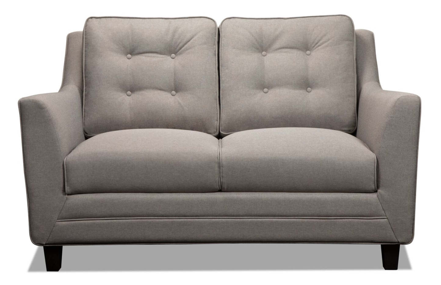 Causeuse Novalee de 57 po en tissu d'apparence lin avec accoudoirs évasés et capitonnage à boutons - taupe