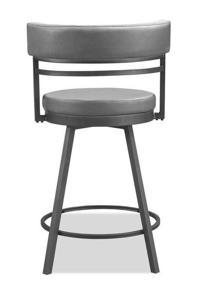Tabouret de comptoir Mila avec siège pivotant, tissu en cuir végétalien, métal - Gris | Tabouret de bar Mila en tissu de cuir végétalien et en métal avec siège pivotant - gris